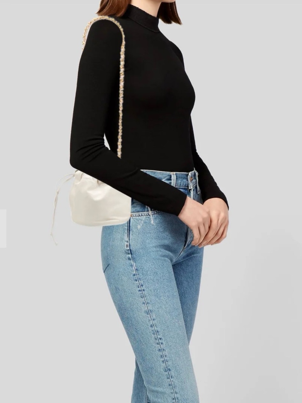 KHAITE ARIA LEATHER BUCKET HANDBAG WHITE GOLD - Picture 2 of 6